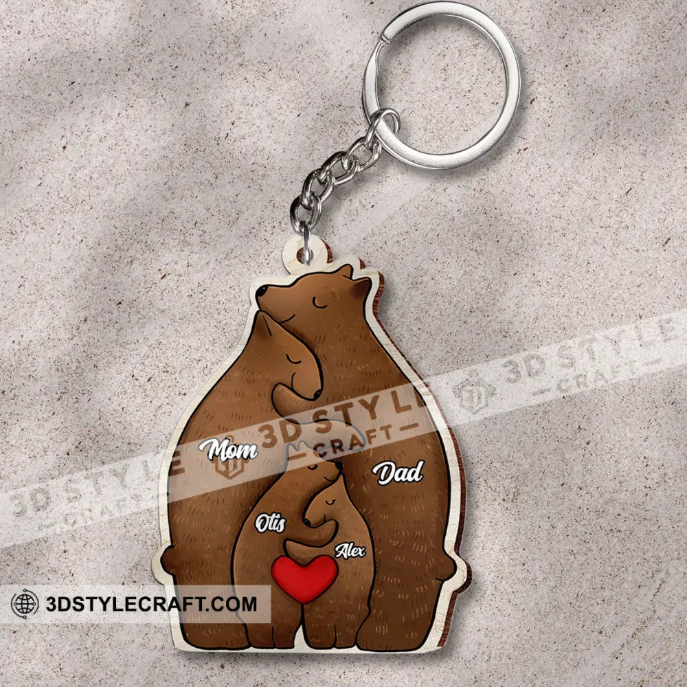 Christmas Bear Family Custom Name - Personalized Keychain Gift For Ornament