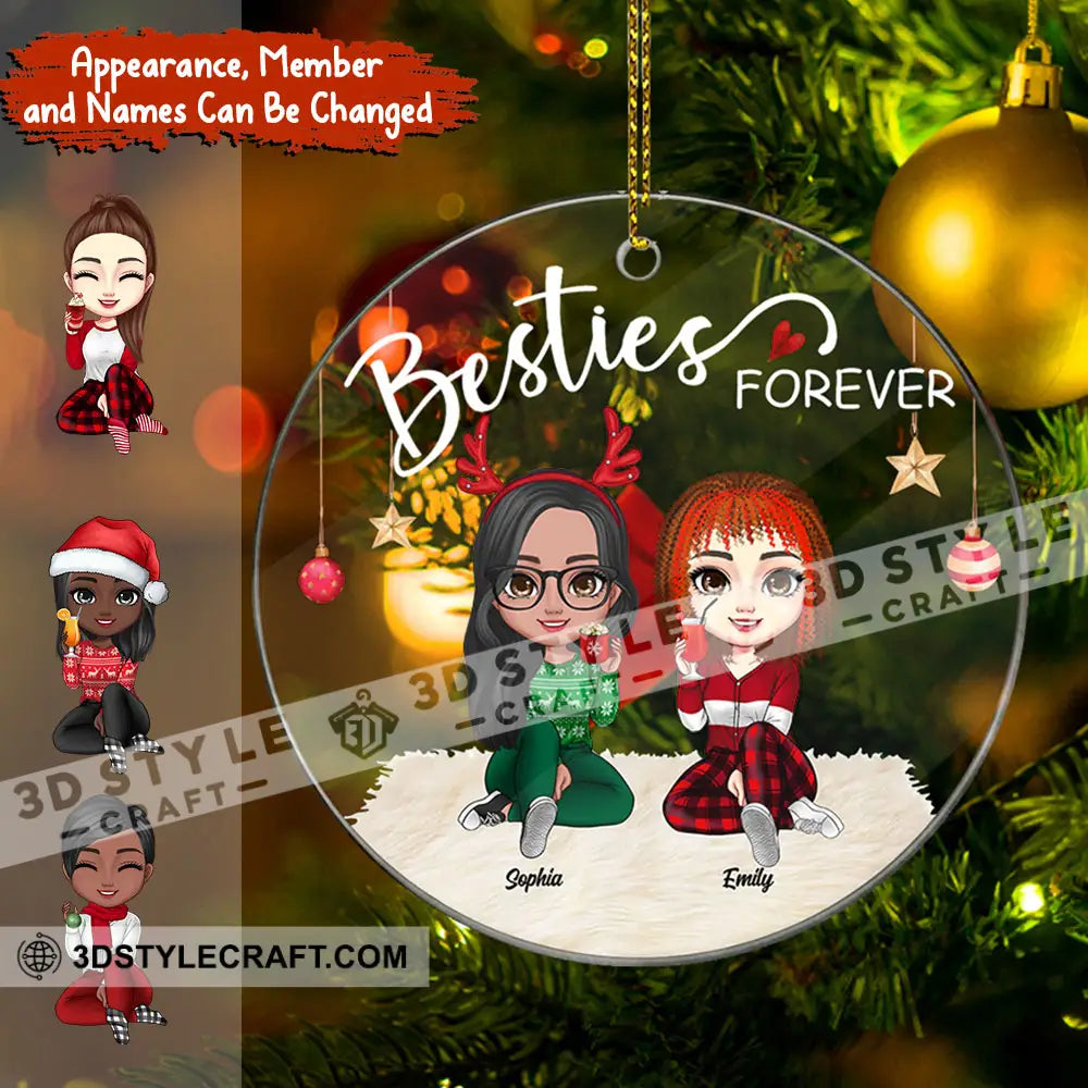 Christmas Besties Forever - Personalized Acrylic Ornament Gift For Family Xmas / 1 Pack