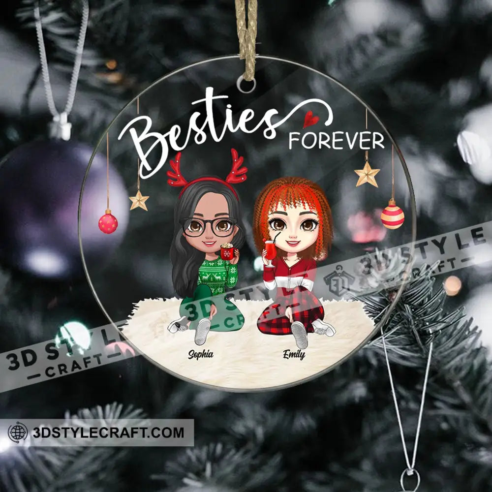 Christmas Besties Forever - Personalized Acrylic Ornament Gift For Family Xmas