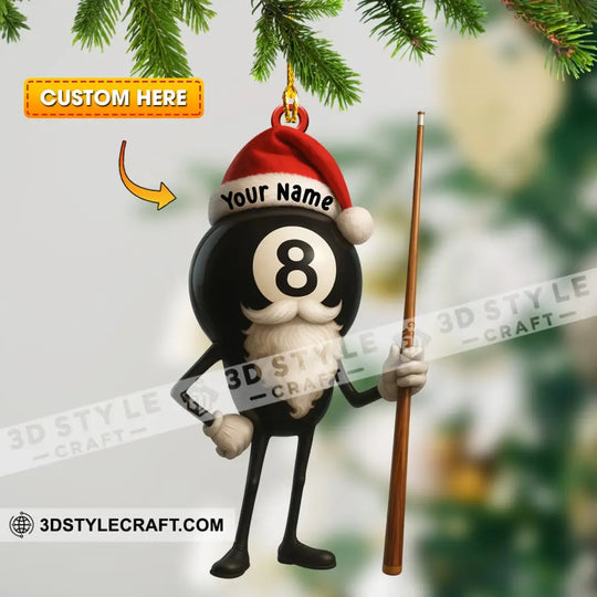 Christmas Billiard Lover, Home Decor, Christmas Ornament, Personalized Ornament style option 1