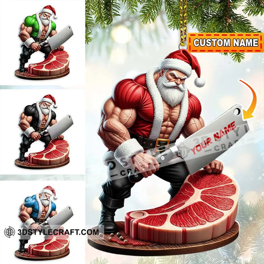 Christmas Butcher Santa Home Decor, Christmas Ornament, Personalized Ornament style option 1