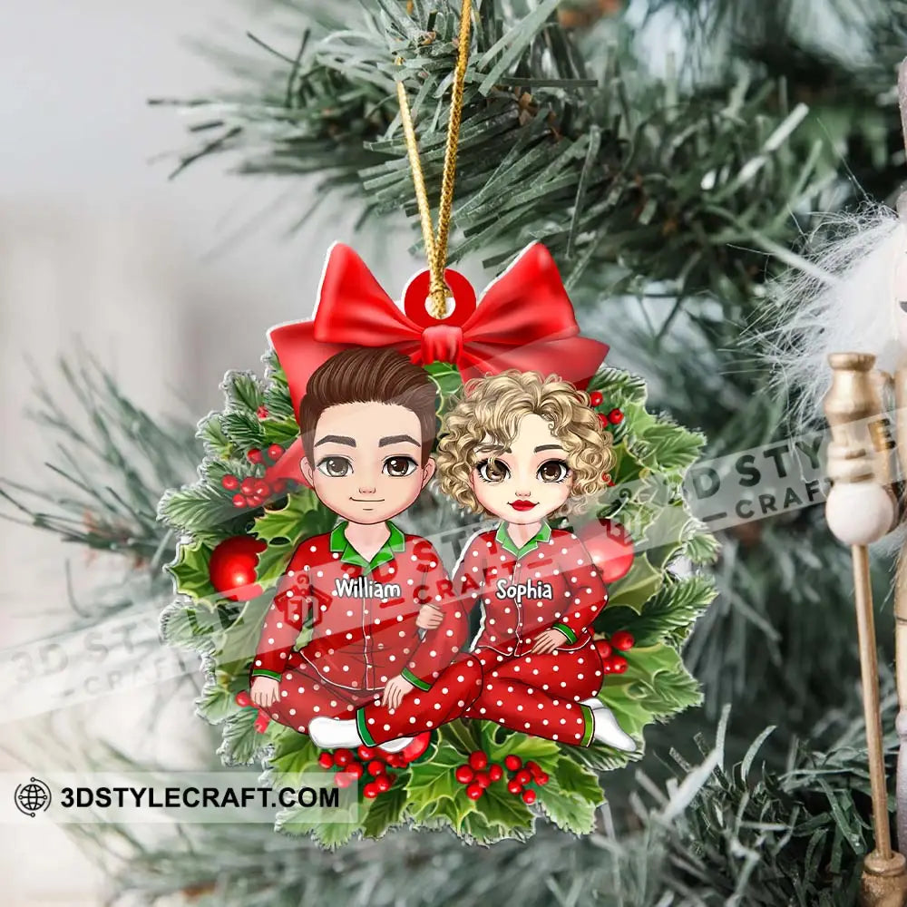 Christmas Couple Gift - Custom Photo And Names Personalized Acrylic Ornament For Family