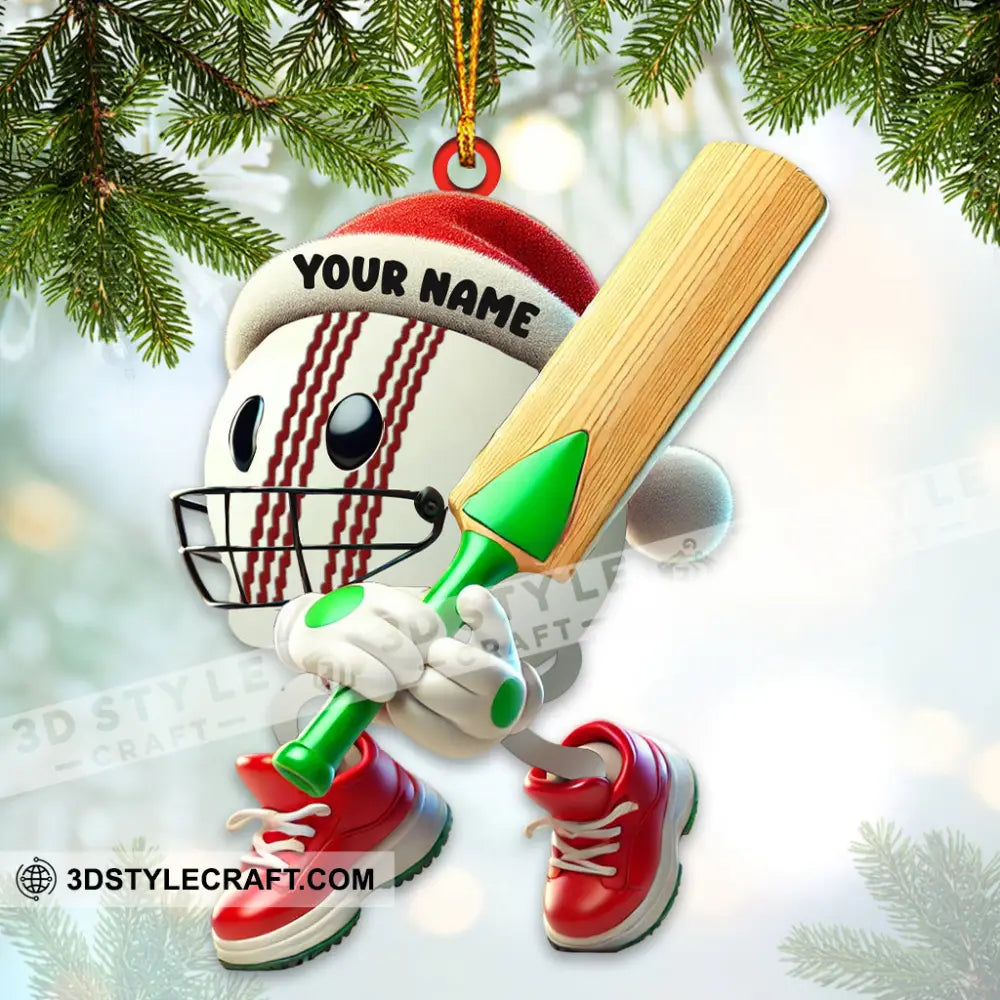 Christmas Cricket Ball Ornament Personalized