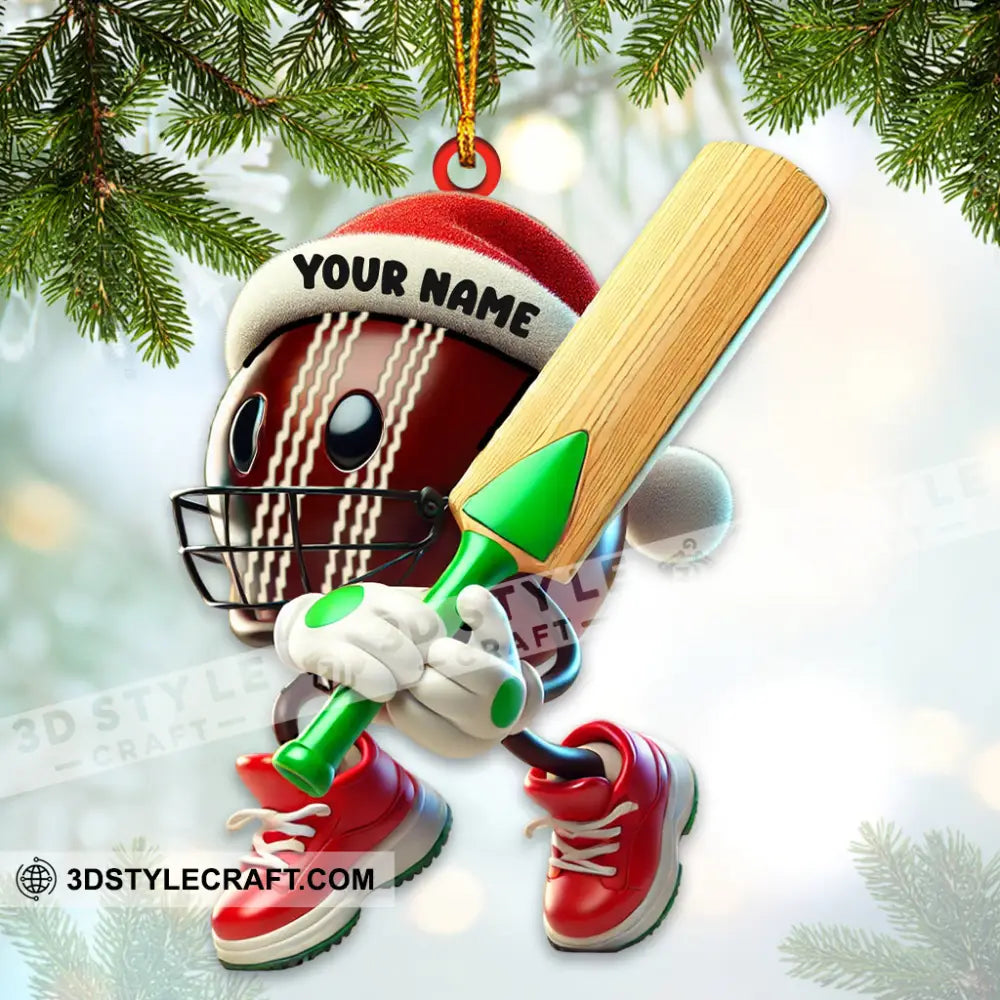 Christmas Cricket Ball Ornament Personalized