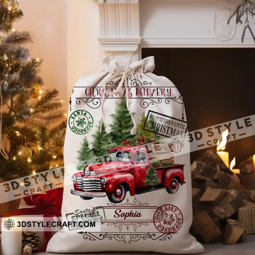 Christmas Delivery Car Custom Text Personalized String Bag Gift