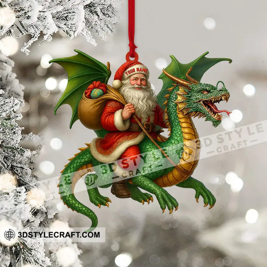 Christmas Dragon & Santa, Home Decor, Christmas Ornament, Personalized Ornament style option 4