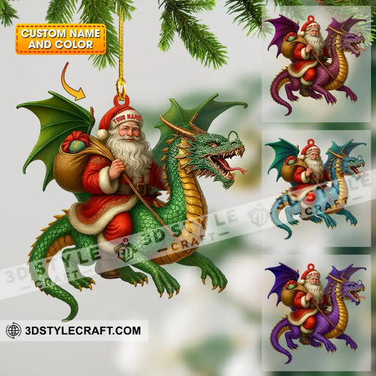 Christmas Dragon & Santa, Home Decor, Christmas Ornament, Personalized Ornament style option 1