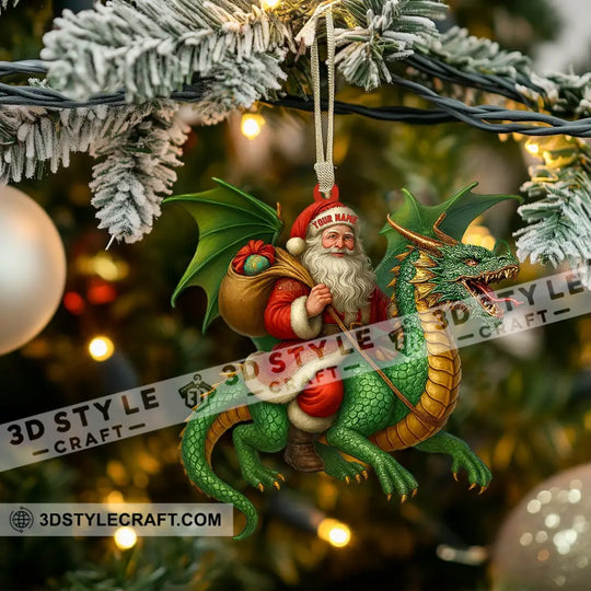 Christmas Dragon & Santa, Home Decor, Christmas Ornament, Personalized Ornament style option 3