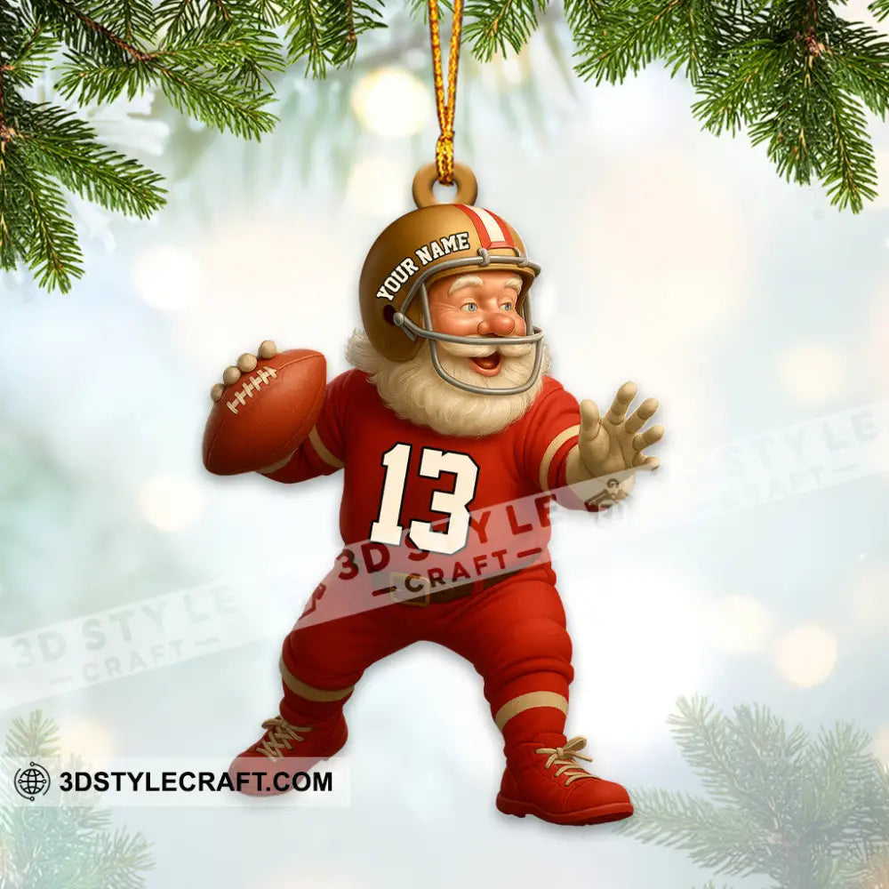 Christmas Football Santa Home Decor Christmas Ornament Personalized Ornament Ornament