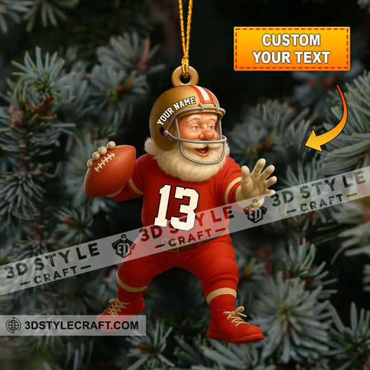 Christmas Football Santa, Home Decor, Christmas Ornament, Personalized Ornament style option 1