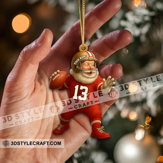 Christmas Football Santa, Home Decor, Christmas Ornament, Personalized Ornament style option 3