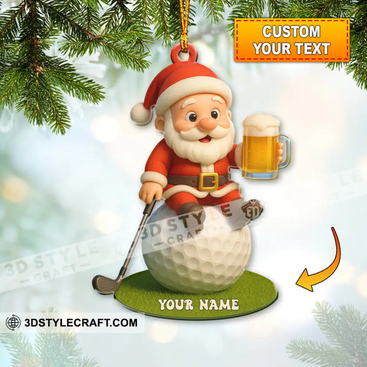 Christmas Golf And Beer Santa Home Decor Christmas Ornament Personalized Ornament 3.54’’ / 1 Ornament Ornament