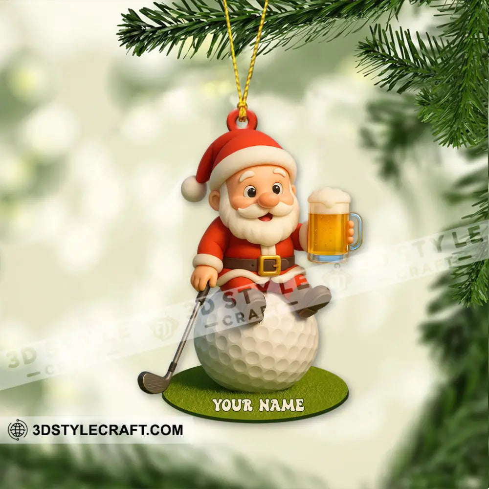 Christmas Golf And Beer Santa Home Decor Christmas Ornament Personalized Ornament Ornament