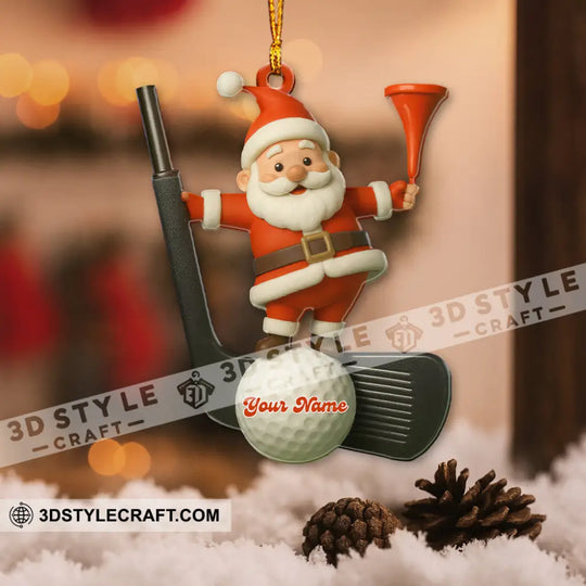 Christmas Golf Santa, Home Decor, Christmas Ornament, Personalized Ornament style option 3