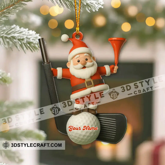 Christmas Golf Santa, Home Decor, Christmas Ornament, Personalized Ornament style option 2