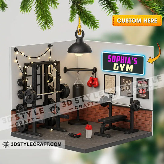 Christmas Gym House, Home Decor, Christmas Ornament, Personalized Ornament style option 1