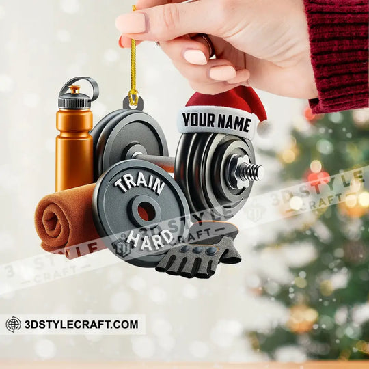 Christmas Gym Lover, Home Decor, Christmas Ornament, Personalized Ornament style option 2