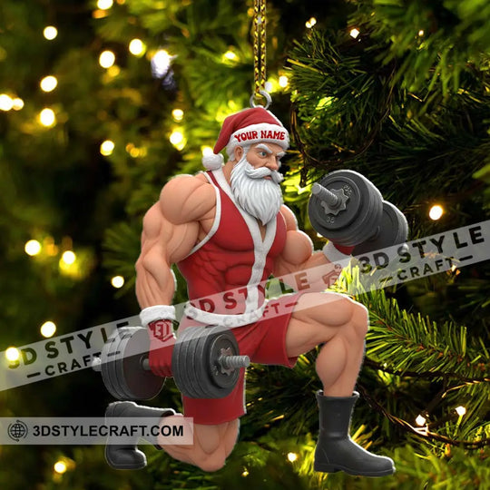 Christmas Gymer Santa, Home Decor, Christmas Ornament, Personalized Ornament style option 4