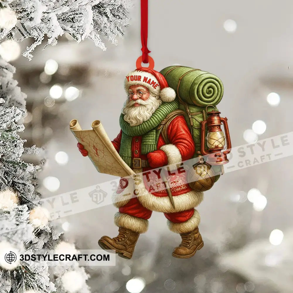 Christmas Hiking Santa Home Decor Christmas Ornament Personalized Ornament Ornament