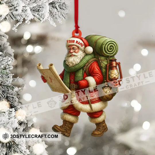 Christmas Hiking Santa, Home Decor, Christmas Ornament, Personalized Ornament style option 4