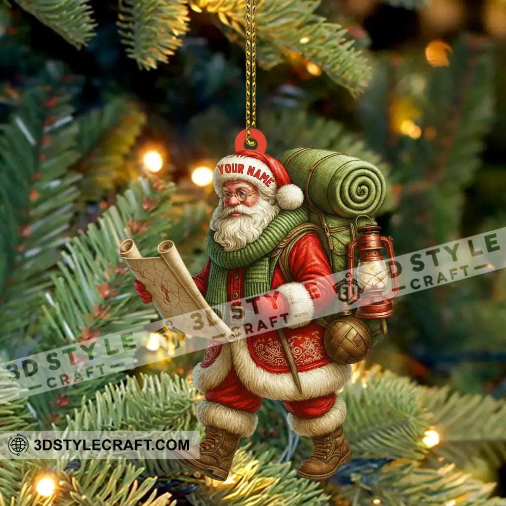 Christmas Hiking Santa Home Decor Christmas Ornament Personalized Ornament Ornament