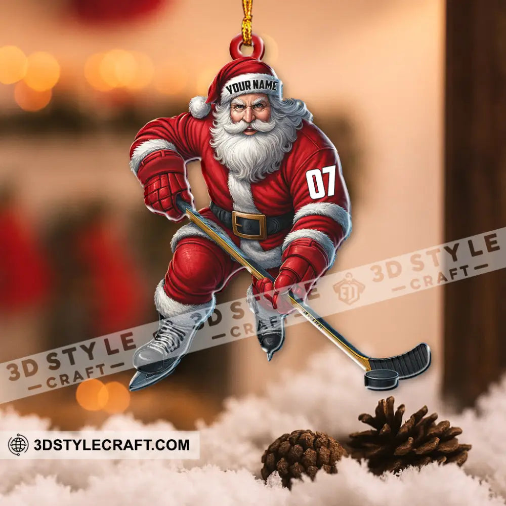 Christmas Hockey Santa Home Decor Christmas Ornament Personalized Ornament Ornament