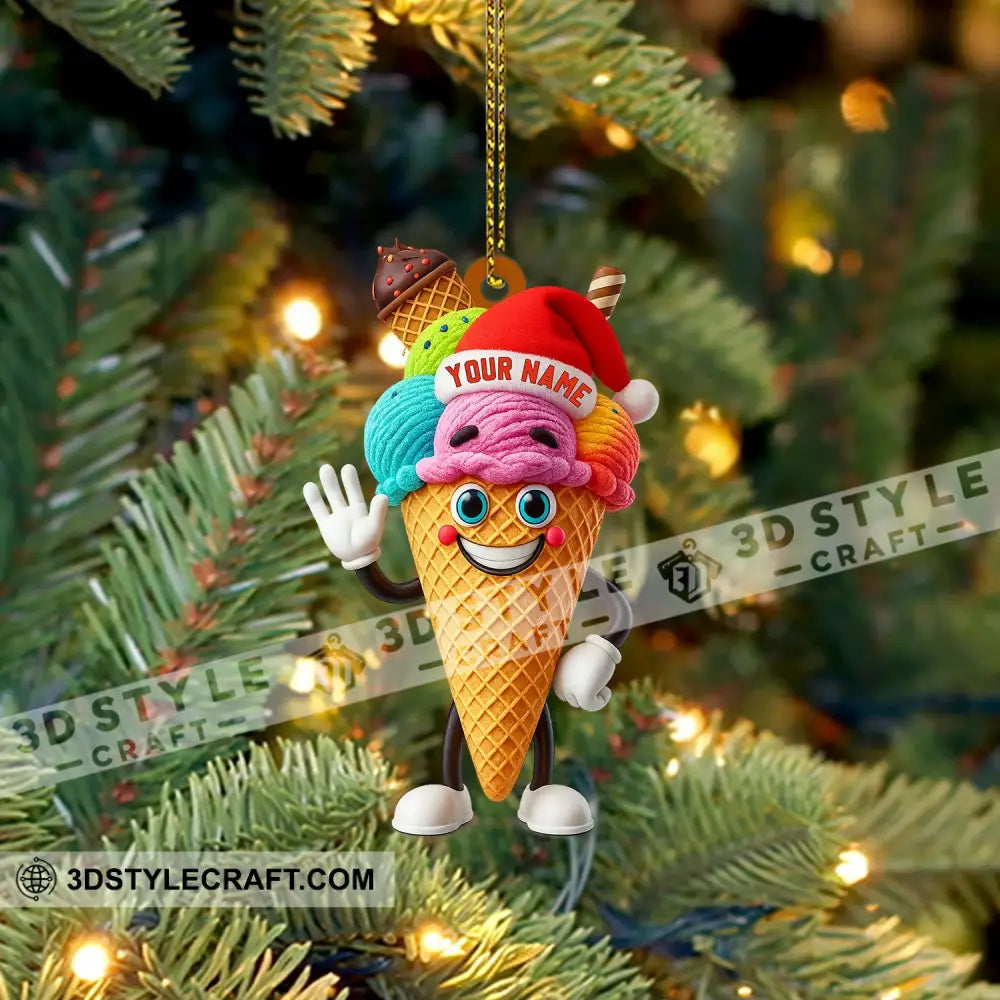 Christmas Ice Cream Santa Home Decor Christmas Ornament Personalized Ornament Ornament