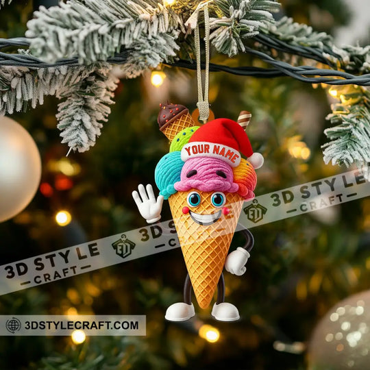 Christmas Ice Cream Santa, Home Decor, Christmas Ornament, Personalized Ornament style option 3