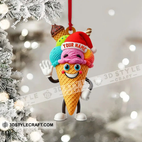 Christmas Ice Cream Santa, Home Decor, Christmas Ornament, Personalized Ornament style option 4