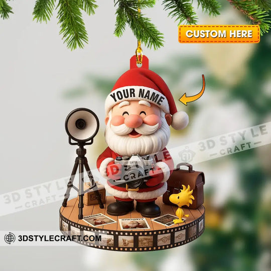 Christmas Photographer Santa Home Decor, Christmas Ornament, Personalized Ornament style option 1
