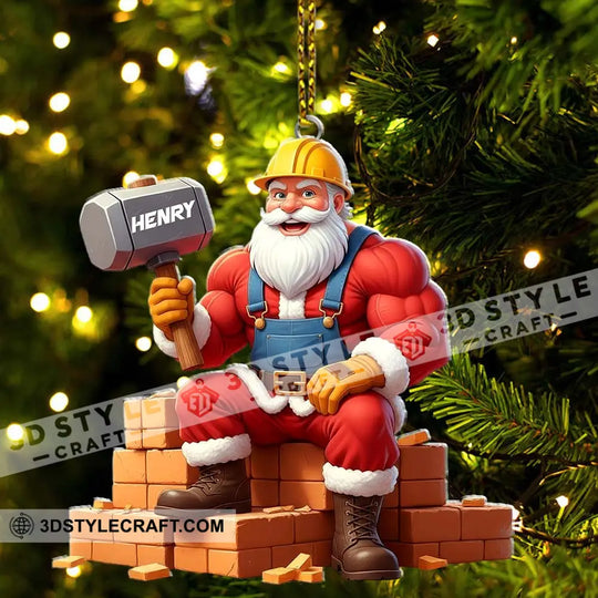 Christmas Santa Bricklayer, Home Decor, Christmas Ornament, Personalized Ornament style option 3
