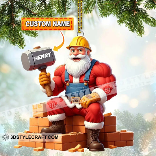 Christmas Santa Bricklayer, Home Decor, Christmas Ornament, Personalized Ornament style option 1