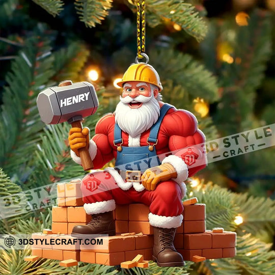 Christmas Santa Bricklayer, Home Decor, Christmas Ornament, Personalized Ornament style option 2
