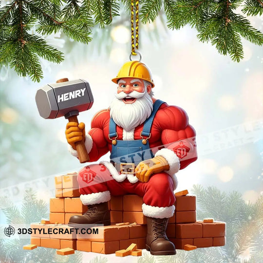 Christmas Santa Bricklayer, Home Decor, Christmas Ornament, Personalized Ornament style option 4