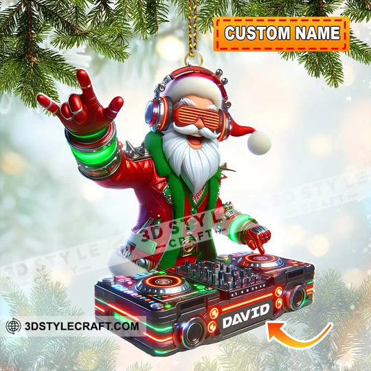Christmas Santa DJ, Home Decor, Christmas Ornament, Personalized Ornament style option 1