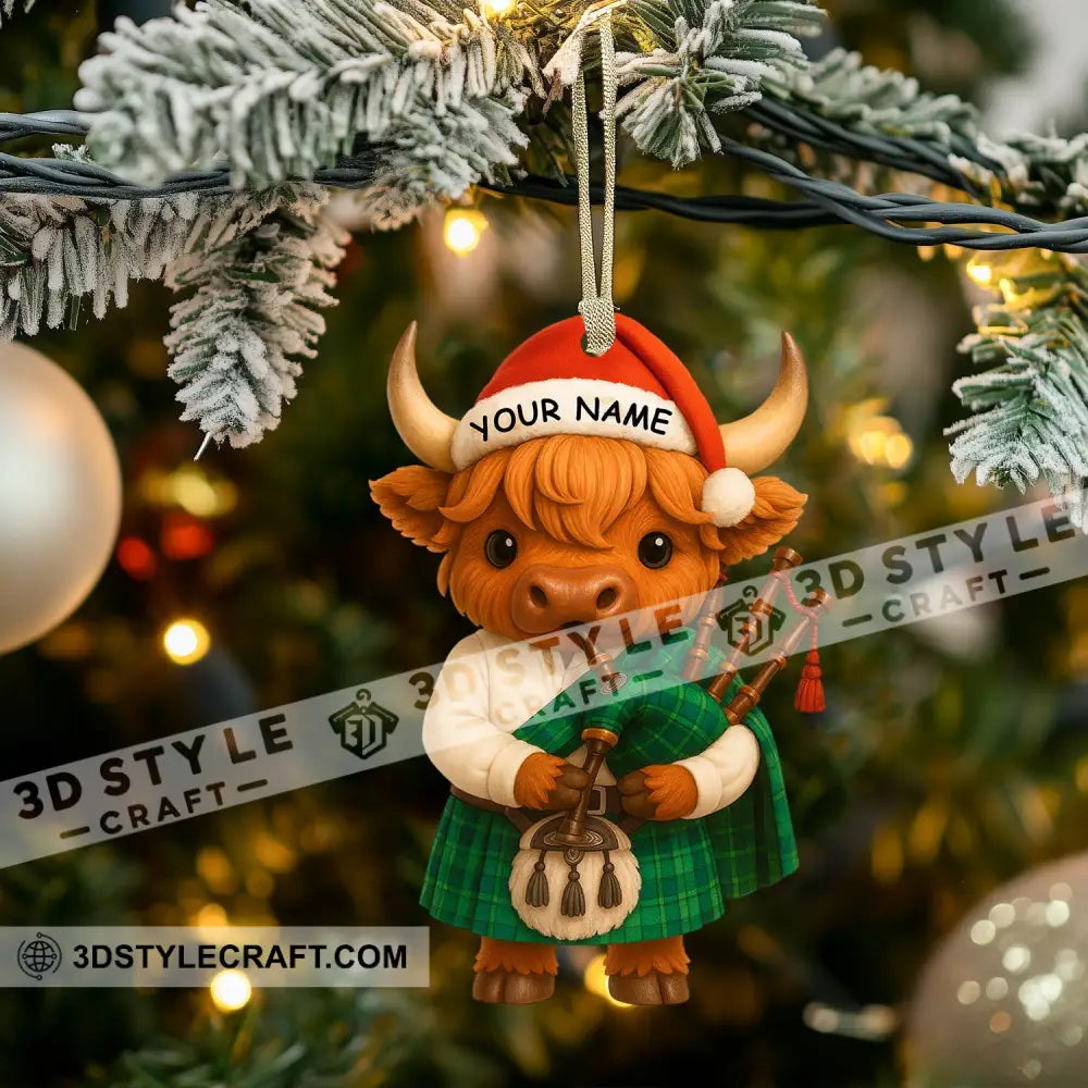 Christmas Scottish Highland Cow Home Decor Christmas Ornament Personalized Ornament Ornament