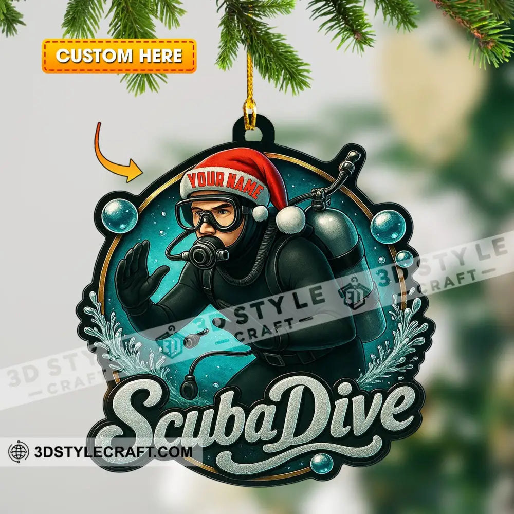 Christmas Scuba Dive Home Decor Christmas Ornament Personalized Ornament 3.54’’ / 1 Ornament Ornament