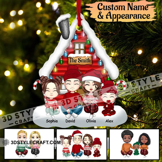 Christmas Snow House Family Members - Personalized Acrylic Ornament Gift For Xmas / 1 Pack