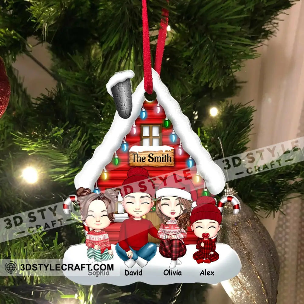 Christmas Snow House Family Members - Personalized Acrylic Ornament Gift For Xmas