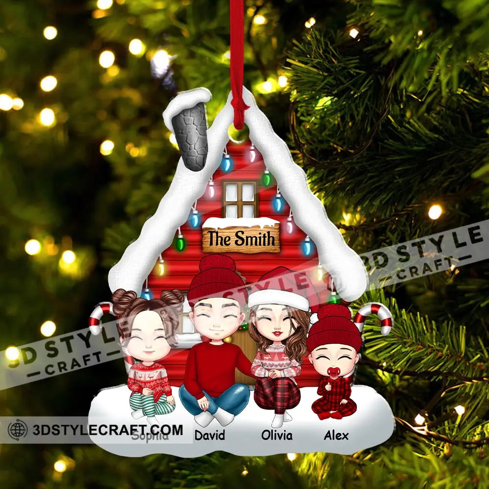 Christmas Snow House Family Members - Personalized Acrylic Ornament Gift For Xmas