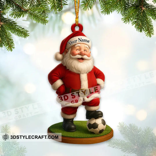 Christmas Soccer Santa, Home Decor, Christmas Ornament, Personalized Ornament style option 3