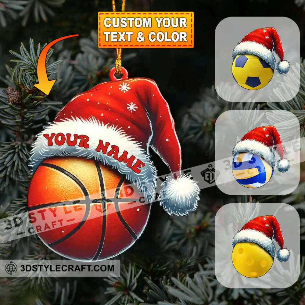Christmas Sports Ball Home Decor Christmas Ornament Personalized Ornament 3.54’’ / 1 Ornament Ornament