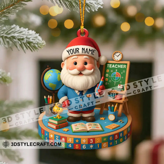 Christmas Teacher Santa, Home Decor, Christmas Ornament, Personalized Ornament style option 3