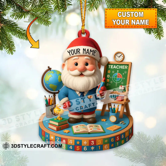 Christmas Teacher Santa, Home Decor, Christmas Ornament, Personalized Ornament style option 1