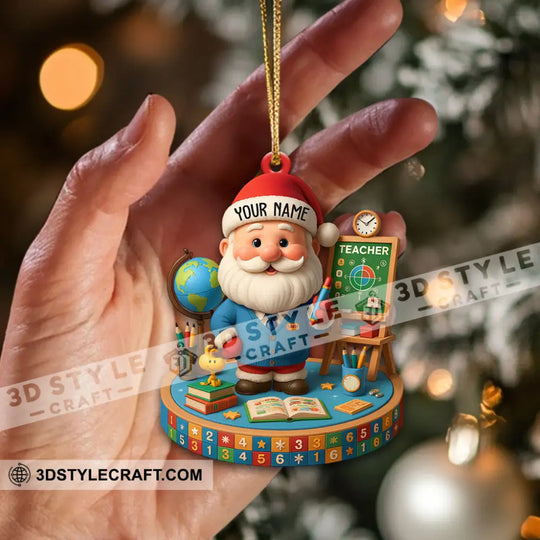 Christmas Teacher Santa, Home Decor, Christmas Ornament, Personalized Ornament style option 2