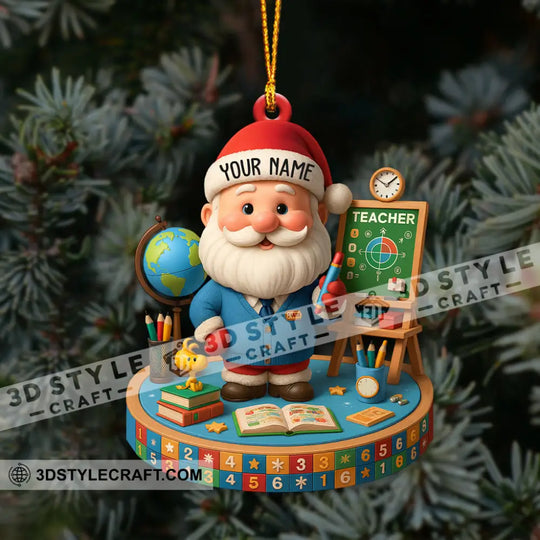 Christmas Teacher Santa, Home Decor, Christmas Ornament, Personalized Ornament style option 4