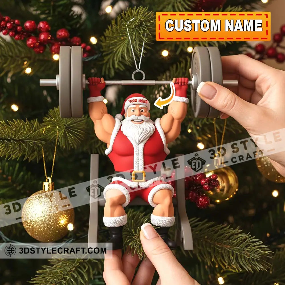 Christmas Weightlifting Santa Home Decor Christmas Ornament Personalized Ornament 3.54’’ / 1 Ornament Ornament