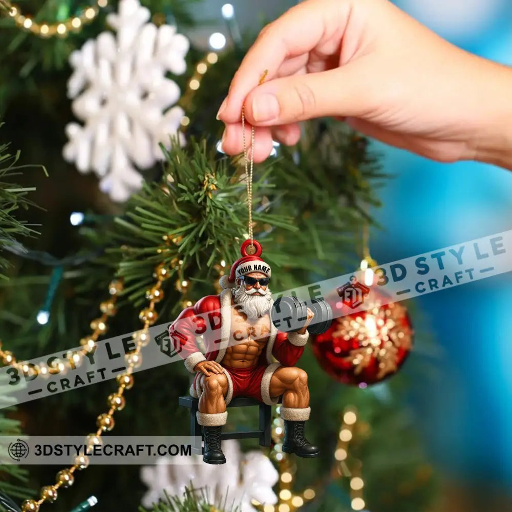 Christmas Weightlifting Santa Home Decor Christmas Ornament Personalized Ornament Ornament