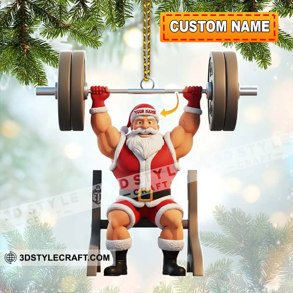 Christmas Weightlifting Santa Home Decor Christmas Ornament Personalized Ornament Ornament