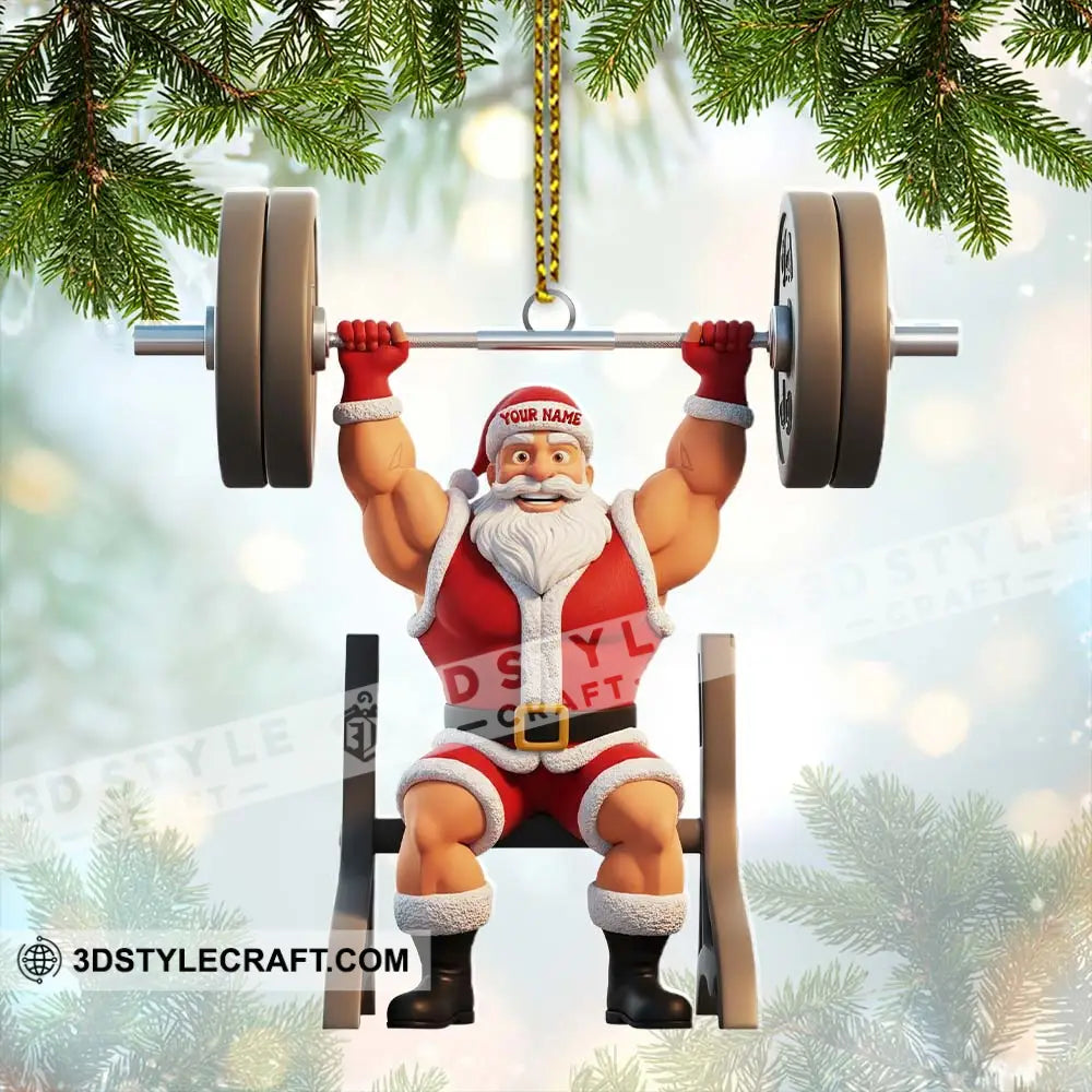 Christmas Weightlifting Santa Home Decor Christmas Ornament Personalized Ornament Ornament